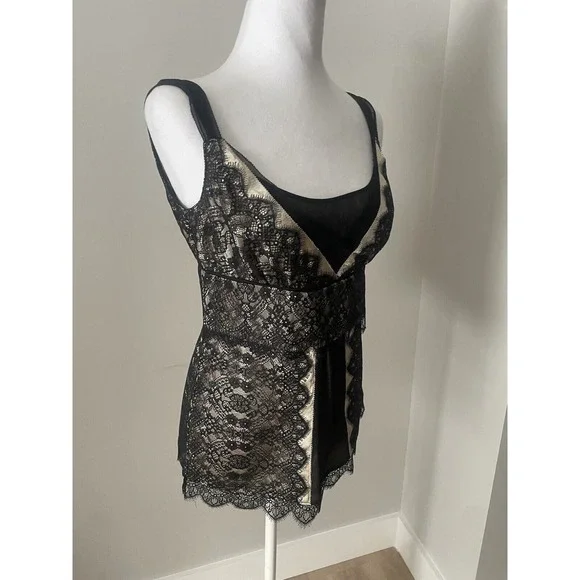 Ann Taylor S Women 0 Black Lace Baby Doll Cami Y2k Whimsigoth Dark Fairy - Picture 5 of 16